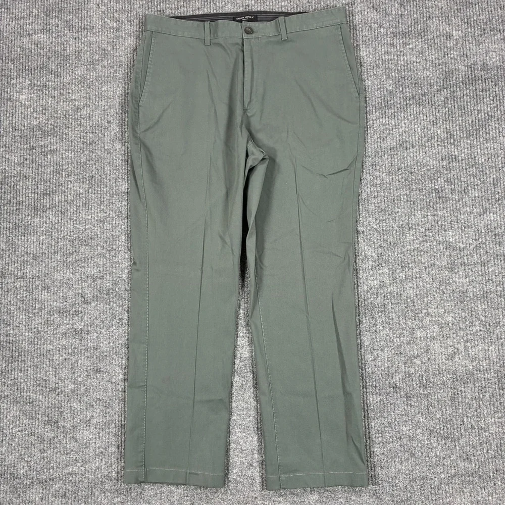 Banana Republic Aiden Chino Pants Mens 35x32 Green Slim Fit Casual Stretch